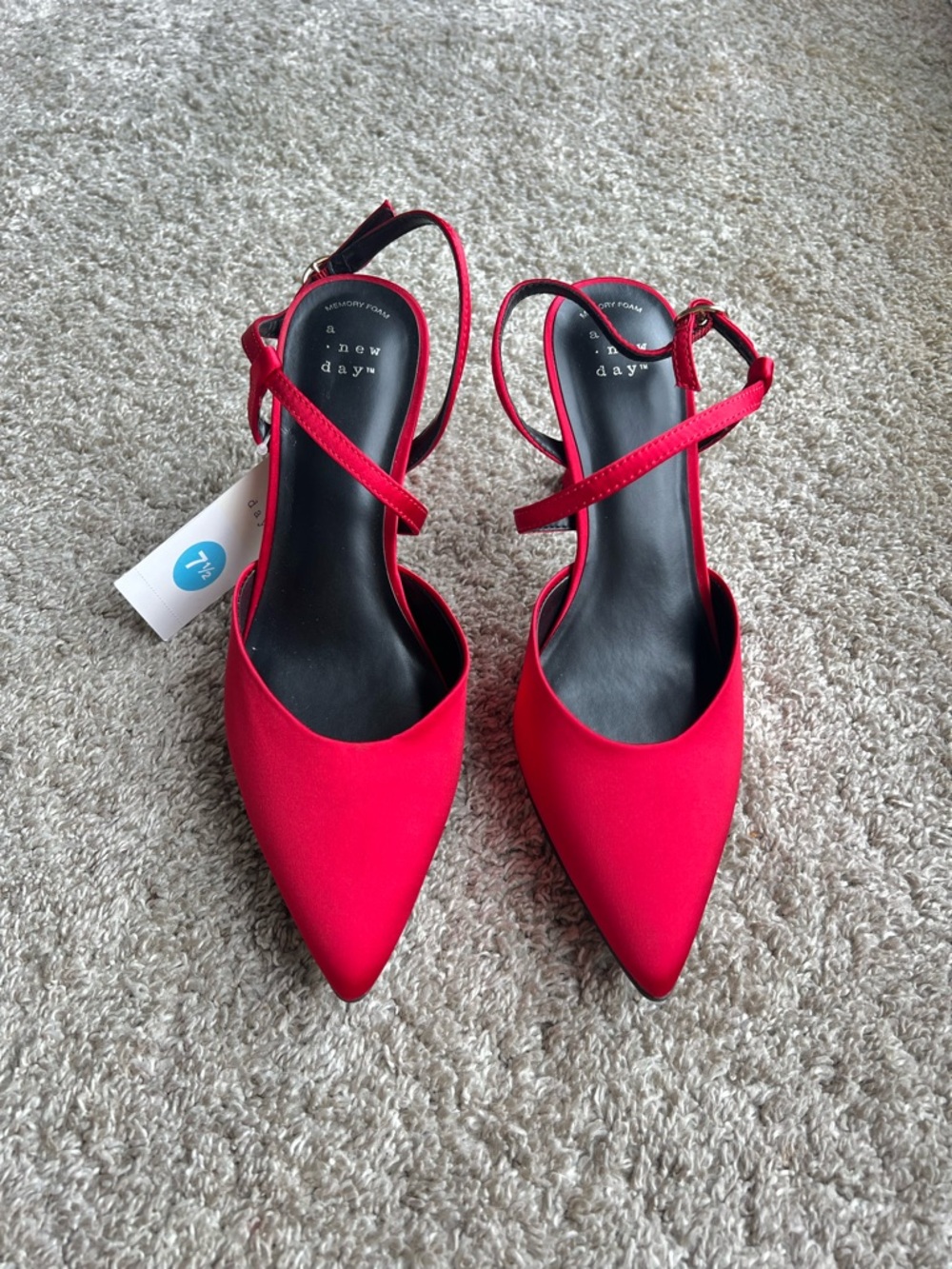 Red Pointed Toe Slingback Flats. Size 7.5